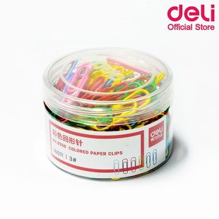 Deli 0038 Paper Clip ลวดสีเสียบกระดาษ แพค 160 ชิ้น ลวดเสียบกระดาษ คลิปเสียบกระดาษ คลิปหนีบกระดาษ อุปกรณ์สำนักงาน เครื่อง