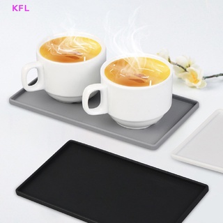 (KFL) ถาดซิลิโคน ทรงสี่เหลี่ยม กันลื่น สําหรับวางช้อนส้อม สบู่ กาแฟ ชา ขายดี