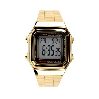 Casio นาฬิกาข้อมือชาย สายสแตนเลส รุ่น A178WGA-1ADF-Gold/Black