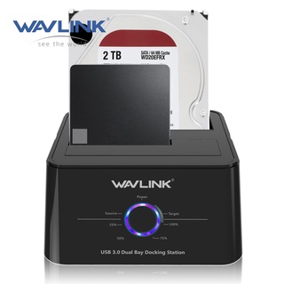 Wavlink ฮาร์ดไดรฟ์ภายนอก USB 3.0 เป็น SATA สําหรับ SSD HDD SATA 2.5 3.5 นิ้ว รองรับ 2×16TB &amp; UASP พร้อมฟังก์ชั่นออฟไลน์โคลน แบ็คอัพ