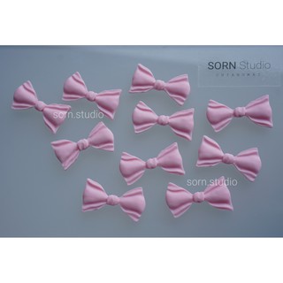 Sorn Studio ฟองดอง "โบว์ชมพู" 10 ชิ้น 🎀 ฟองดอง น้ำตาลปั้นตกแต่งเค้ก คัพเค้ก รับประทานได้