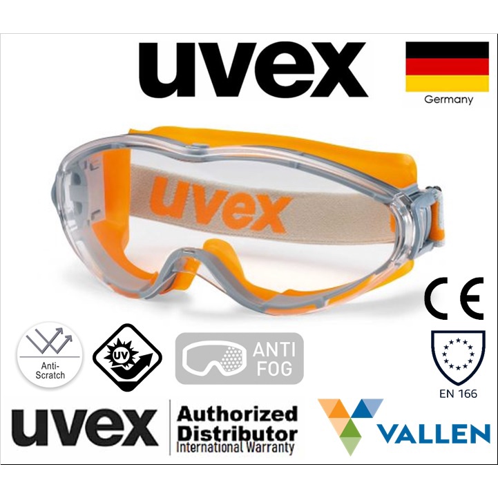 แว่นตานิรภัย UVEX รุ่น ultrasonic 9302 full view safety goggles 9302245