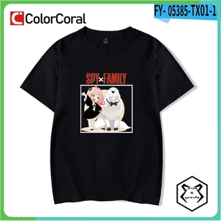 คอตต้อนคอกลมColorcoral เสื้อยืดแขนสั้นลําลอง พิมพ์ลายอนิเมะ Spy X Family Anya สไตล์ญี่ปุ่น ฮาราจูกุ แฟชั่นฤดูร้อน สําหรั