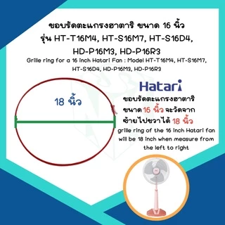 "ขอบรัดตะแกรง" และ "โลโก้" พัดลม Hatari [ฮาตาริ] ขนาดใบพัด 16 นิ้ว