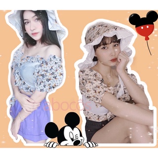 เซ็ตมิกกี้เมาส์ปาดไหล่+หมวก ใส่ไปคาเฟ่ ถ่ายรูปสวยๆ ชิคๆ abocos