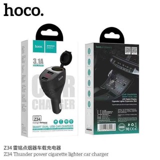 HOCO Z34 ชาร์จรถ 2Port 3.1A มีหน้าจอ LED และช่องเสียบที่จุดบุหรี่ 96W