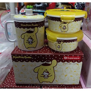 ซุปเปอร์แวร์แท้ 100%  เซตกล่องถนอมอาหาร 3ชิ้น ลายปอมปอม