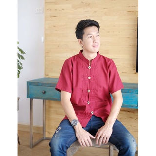 💥เสื้อผ้าฝ้ายพื้นเมืองผู้ชาย,เสื้อทำงานชาย,เสื้อคอจีนผ้าฝ้ายชินมัย,เสื้อวันศุกร์,เสื้อตรุษจีนผู้ชาย,เสื้อสีแดง