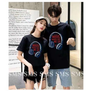 126 (2pcs)Cotton couple shirt round neck T-shirt unisex COD