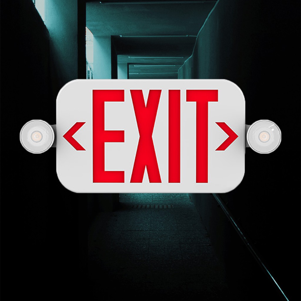 1EMR ป้ายไฟฉุกเฉินป้ายทางหนีไฟลูกศรชี้ ซ้าย/ขวา FIRE EXIT สำรองไฟได้ ชาร์จในตัว