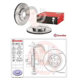 09 9544 10 จานเบรค ล้อ F (ยี่ห้อ BREMBO) รุ่น Std HONDA Civic Type-R EP3 ปี 2001-2005 /HONDA Integra DC5 ปี2001-2005