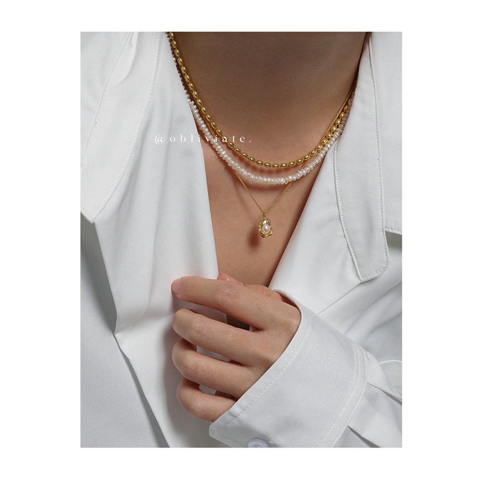 สร้อยคอโซ่ 18เค ดีไซน์เอกลักษณ์มุก เหล็กไทเทเนียมและสแตนเลส - รูปที่ 7