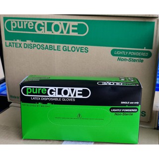 ถุงมือยางธรรมชาติ (Latex Powdered Glove) มีแป้ง ยี่ห้อ pure Glove ของแท้ 100%