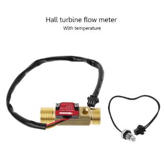 Hall flowmeter YF-B7 with temperature detection sensor G1/2" Brass Hall Flow Rate Meter