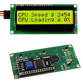 1602 LCD (Yellow Screen) 16x2 LCD พร้อมบัดกรี I2C Adapter