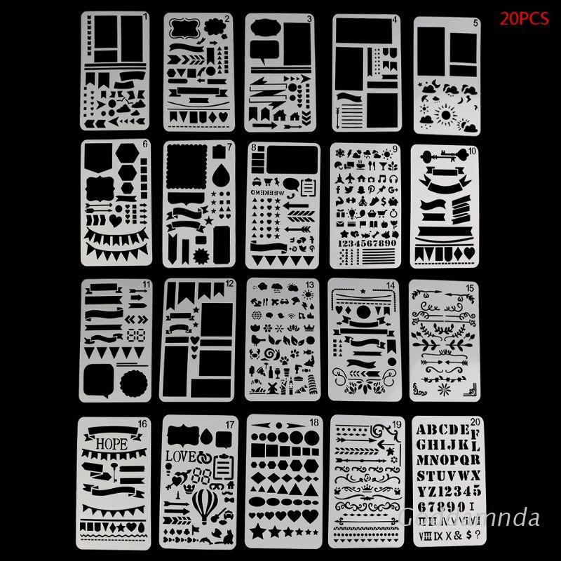 GODD  20Pcs Bullet Journal Stencil Set Plastic Planner DIY Drawing Template Diary Decor Craft