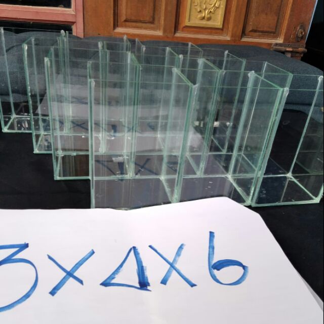 โหลปลากัด เหลี่ยมปลากัด 3×4×6 ชุด10ใบแถมกันแตก2ใบ รวม12ใบ