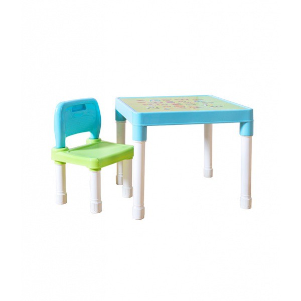 NINO WORLD ชุดโต๊ะพร้อมเก้าอี้เด็ก ขนาด 51.5x51.5x44 ซม. YM02-BL สีฟ้า