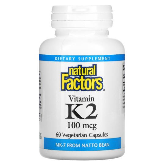 Natural Factors, Vitamin K2, 100 mcg [ 60 Vegetarian Capsules ] now Foods MK-7 Vitamin K-2, doctor's