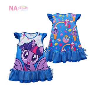 My Little Pony ชุดกระโปรงเด็กหญิง ชุดกระโปรงเด็ก ลายการ์ตูน โพนี่ My Little Pony จาก NADreams รุ่นเด็กเล็ก สีฟ้า