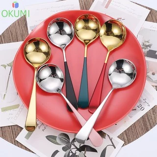 OKUMI_SHOP ช้อนสแตนเลสหนา ช้อนกลม ช้อนซุป 8 สี (0036)