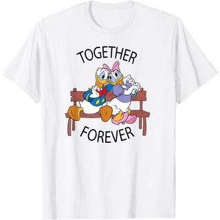 เสื้อยืดพิมพ์ลายเสื้อยืดDisney เสื้อยืด ลาย Donald and Daisy Together Forever สําหรับผู้ชาย และผู้ใหญ่ เสื้อยืดผู้ชาย -