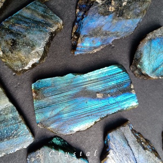 Labradorite Slab🔮🧙 #07- #10ลาบราโดไรต์ "หินพ่อมด" เล่นแสง บางชิ้นแฟลชชัด 2 ด้านสีเหลือง น้ำเงิน 💛