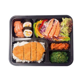 ถาดอาหาร 5 ช่อง พร้อมฝา แพ็ค 25 ชุด/Aero 5 compartment food tray with lid, pack of 25 sets