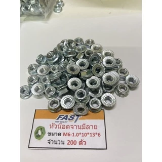 (ถุงละ 100ตัว )หัวน๊อตติดแหวน น๊อตจานมีลายชุบขาว