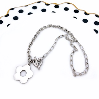 🇰🇷byyum🇰🇷Handmade products in Korea [ Big Flower &amp; Heart Lock Chain Necklace]