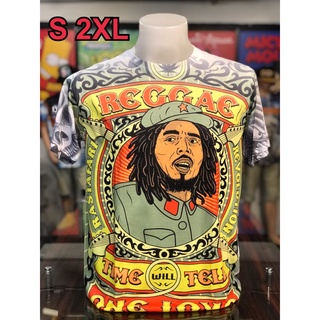 เสื้อวง Bob Marley OVP (โอเวอร์ปริ้นท์) แขนสั้น ผ้าคอตตอนผสมโพลี พิมลายทั้งตัว