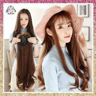 MORA วิกผม วิกผมยาว วิกผมหน้าม้า ผมปลอม Wig วิกผมเกาหลี สี ฺBrown Black 60 CM