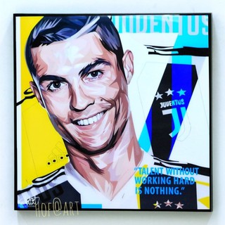 Cristiano Ronaldo #1 คริสเตียโน่ โรนัลโด้ ยูเวนตุส Juventus รูปภาพ​ติด​ผนัง​ pop art ฟุตบอล​ กรอบรูป​​ ของขวัญ