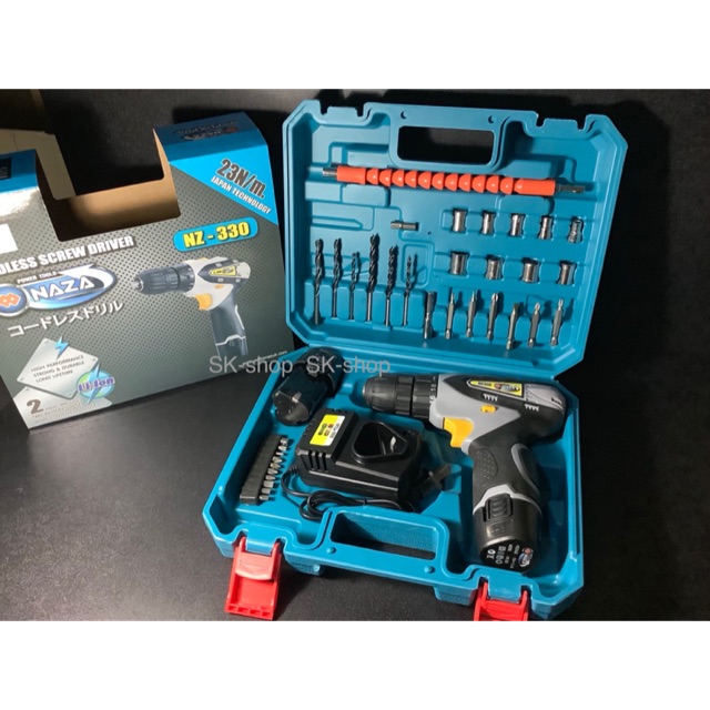 Naza สว่านไขควงไร้สาย(แบตเตอรี่) 12V รุ่น NZ 330 📌แบต 2 ก้อน