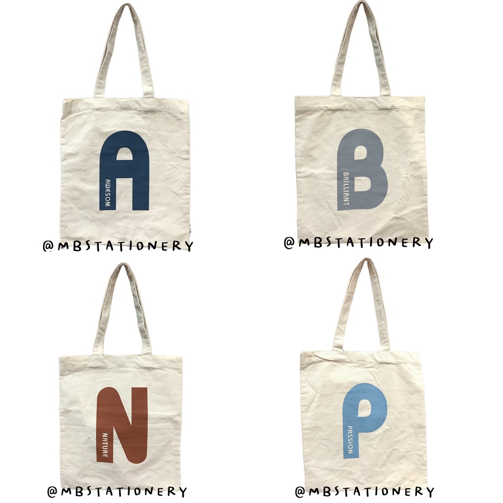 กระเป๋าผ้า Tote Bag สไตล์มินิมอล ลายสกรีนอักษรภาษาอังกฤษ | Shopee Thailand