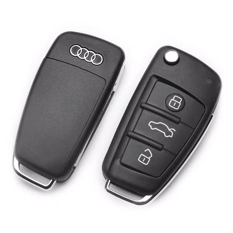 Updating เคสกุญแจรีโมทพลิก 3 ปุ่มหรูหรา AUDI สําหรับเปลี่ยนเปลือกกุญแจพับ A2 A3 A4 A6 A6L A8 TT ดั้งเดิม