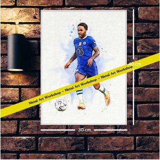 โปสเตอร์ ผ้าแคนวาส Chelsea Raheem Sterling แนวภาพวาดศิลปะนักบอลสวยๆ