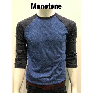 เสื้อยืดแขนยาวผู้ชาย เสื้อยืดทูโทน Monotone T-shirt Besic