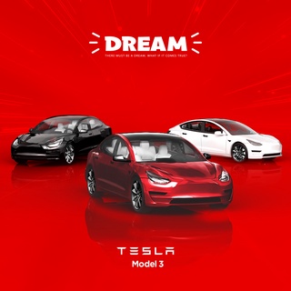 Tesla อุปกรณ์เสริมDream 1/64 Tesla Model3 Diecast Model Carอะไหล่รถยนต์