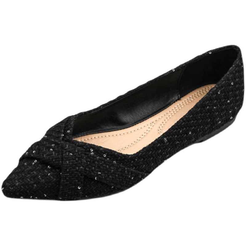 ขนาดใหญ่ (31-46) All-Match Pointed Toe Fairy สไตล์รองเท้าแบนหญิง Peas รองเท้ารองเท้าแต่งงานสีแดงขนาดใหญ่ 46 45 44 43 สบายพนักงานออฟฟิศน้องสาว