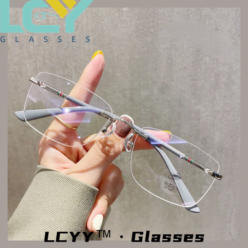 Lcyy แว่นตาสีฟ้า ไร้กรอบ น้ําหนักเบาพิเศษ สไตล์เกาหลี สําหรับถ่ายภาพอีโรติก เข้าได้กับสายตาสั้น 6022 - รูปที่ 3