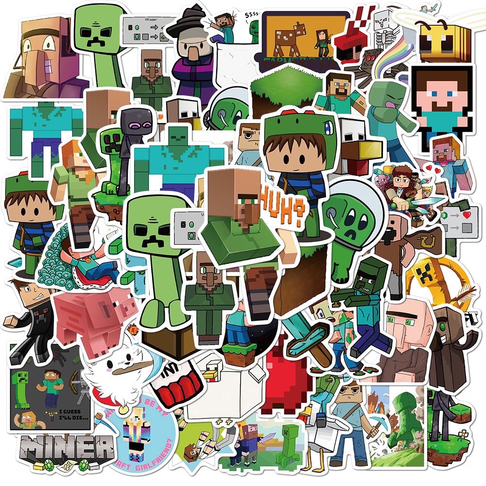 50ชิ้น/แพ็ค มายคราฟ ผจญภัยกระบะทรายสติกเกอร์เกมแล็ปท็อปสเก็ตบอร์ดกระเป๋าเดินทางกันน้ํากราฟฟิตีสติกเกอร์