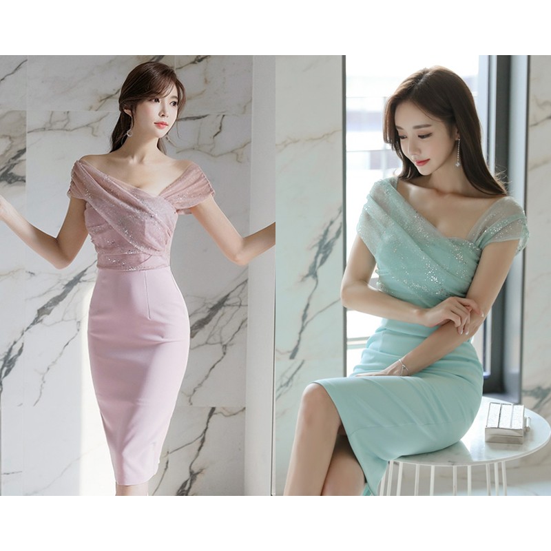 SALE ชุดเดรสออกงาน สวยหวาน เรียบหรู S M L พร้อมส่ง