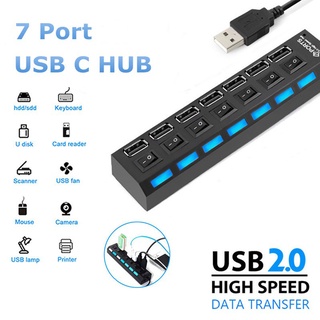 ตัวเพิ่มช่องUSB 2.0 HUB Combo Splitter 4 / 7 Port USB Switch High Speed ON / OFF Mini 2 In 1 ยูเอสบี ตัวอ่า