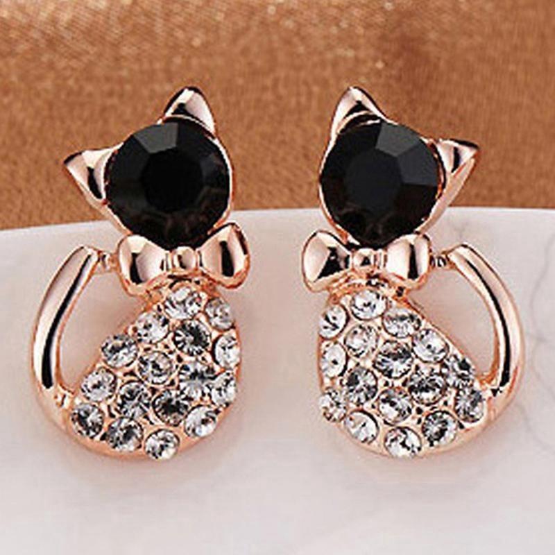 ต่างหูคริสตัล Rhinestone Stud Earrings 1 คู่สำหรับสตรี