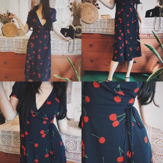 พร้อมส่ง ชุดเดรสลายเชอรี่ Cherry dress 🍒🍒🍒