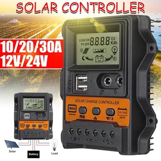 อุปกรณ์ควบคุมการเก็บประจุพลังงานแสงอาทิตย์ 10A/20A/30A Solar charger controller โซล่าร์ชาร์จเจอร์ PWM หน้าจอ LCD toreudo