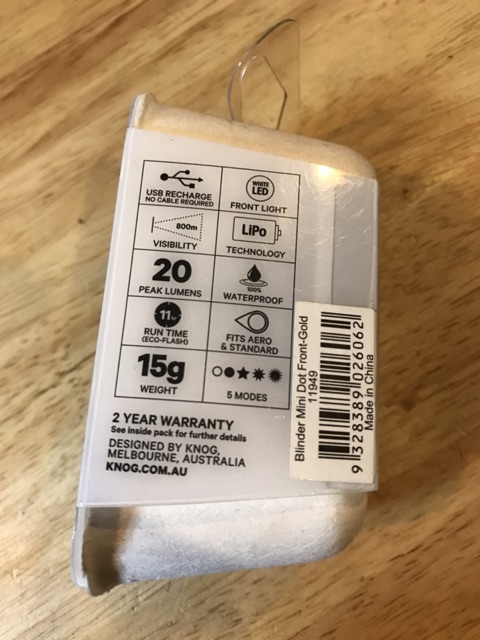 ไฟหน้า ท้าย knog blinder mini usb รีชาท หน้าสว่าง 20lumens หลังสว่าง 11 lumens - รูปที่ 3