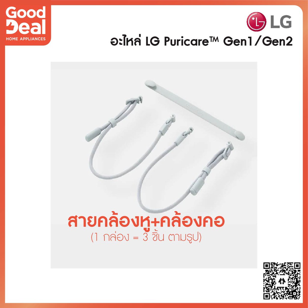 LG Mask Puricare ชุดสายคล้องหู และ สายคาดหลัง | สำหรับหน้ากากฟอกอากาศ LG รุ่น GEN1/GEN2 (ใช้ได้ทั้งส