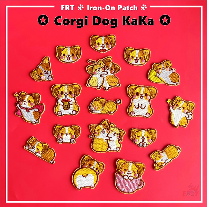 แผ่นแพทช์เหล็ก สําหรับสัตว์เลี้ยง สุนัขคอร์กี้ KaKa - Kawaii แผ่นแพทช์รีดติดเสื้อ DIY 1 ชิ้น